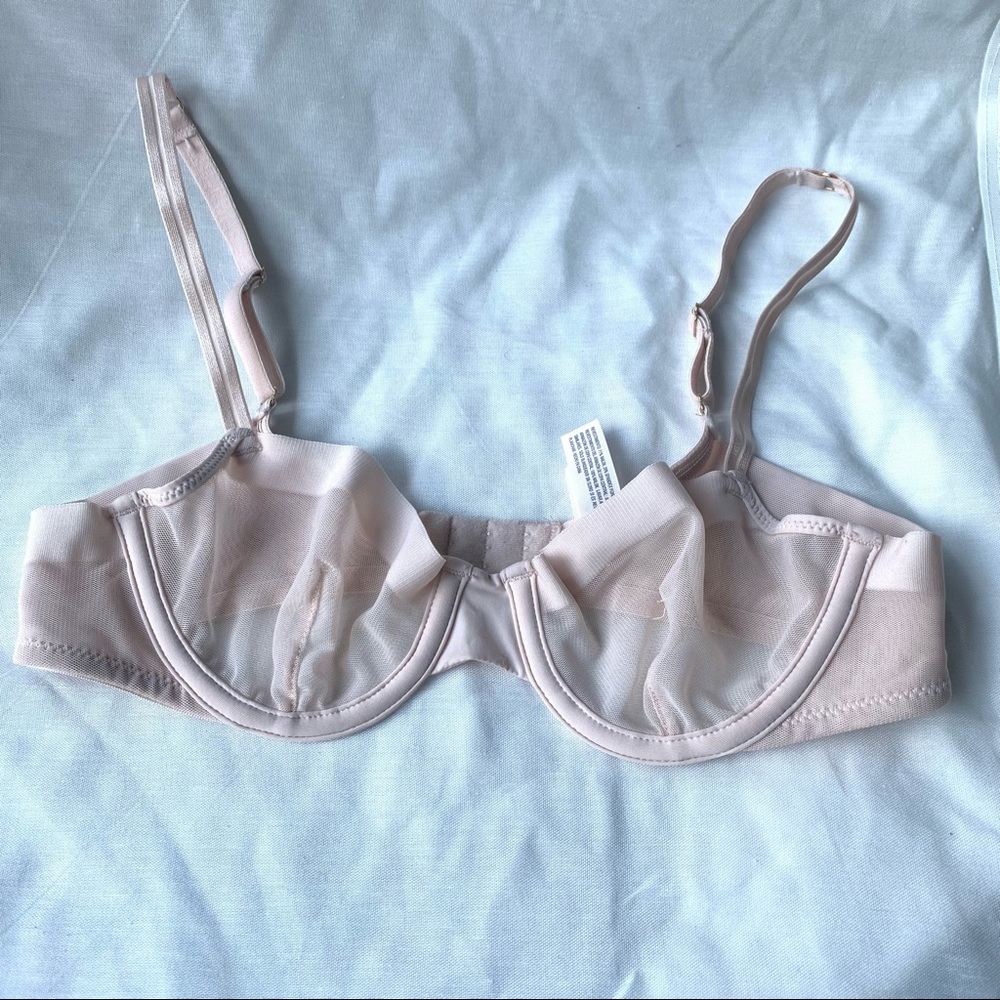 NWOT 32aa Auden Unlined Underwire Mesh Bra Blush Pink Demi